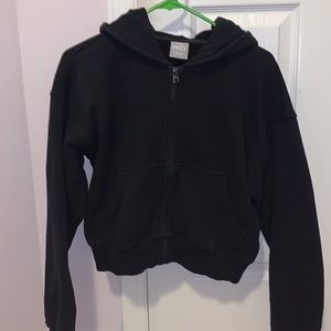 black tna cropped boyfriend zip up